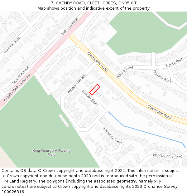 7, CAENBY ROAD, CLEETHORPES, DN35 0JT: Location map and indicative extent of plot