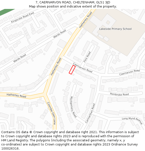 7, CAERNARVON ROAD, CHELTENHAM, GL51 3JD: Location map and indicative extent of plot