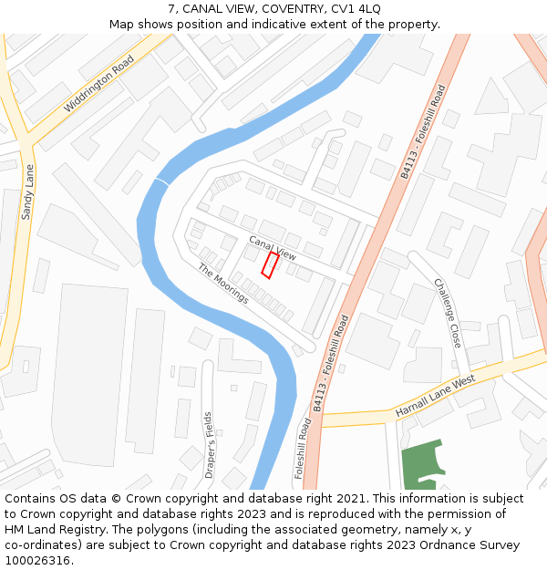 7, CANAL VIEW, COVENTRY, CV1 4LQ: Location map and indicative extent of plot