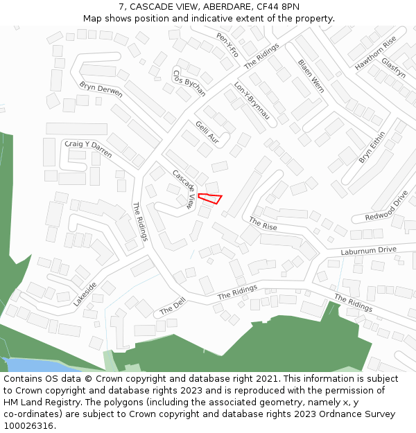 7, CASCADE VIEW, ABERDARE, CF44 8PN: Location map and indicative extent of plot