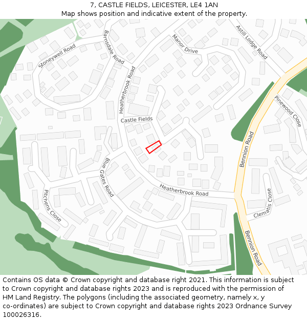 7, CASTLE FIELDS, LEICESTER, LE4 1AN: Location map and indicative extent of plot
