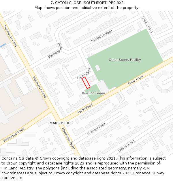 7, CATON CLOSE, SOUTHPORT, PR9 9XF: Location map and indicative extent of plot