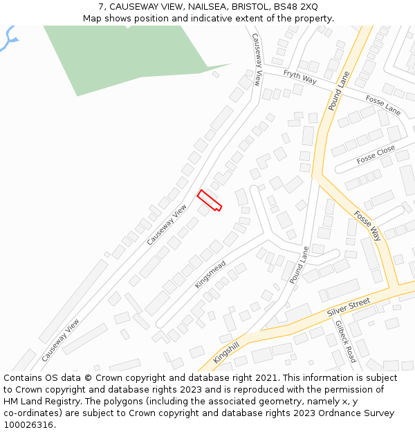 7, CAUSEWAY VIEW, NAILSEA, BRISTOL, BS48 2XQ: Location map and indicative extent of plot