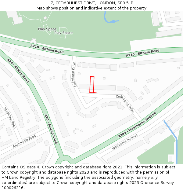 7, CEDARHURST DRIVE, LONDON, SE9 5LP: Location map and indicative extent of plot