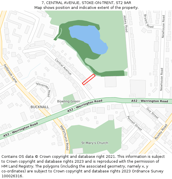 7, CENTRAL AVENUE, STOKE-ON-TRENT, ST2 9AR: Location map and indicative extent of plot