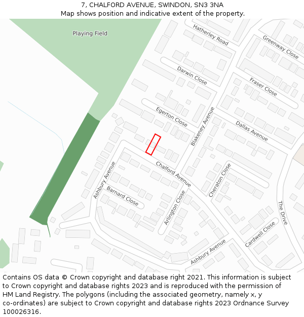 7, CHALFORD AVENUE, SWINDON, SN3 3NA: Location map and indicative extent of plot