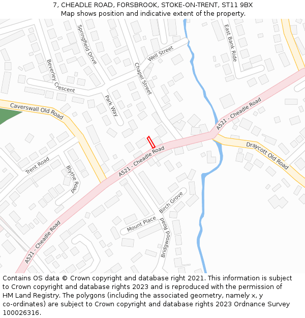 7, CHEADLE ROAD, FORSBROOK, STOKE-ON-TRENT, ST11 9BX: Location map and indicative extent of plot