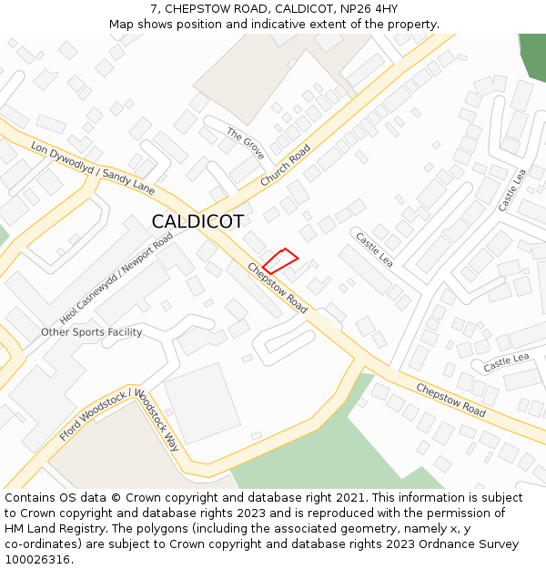 7, CHEPSTOW ROAD, CALDICOT, NP26 4HY: Location map and indicative extent of plot