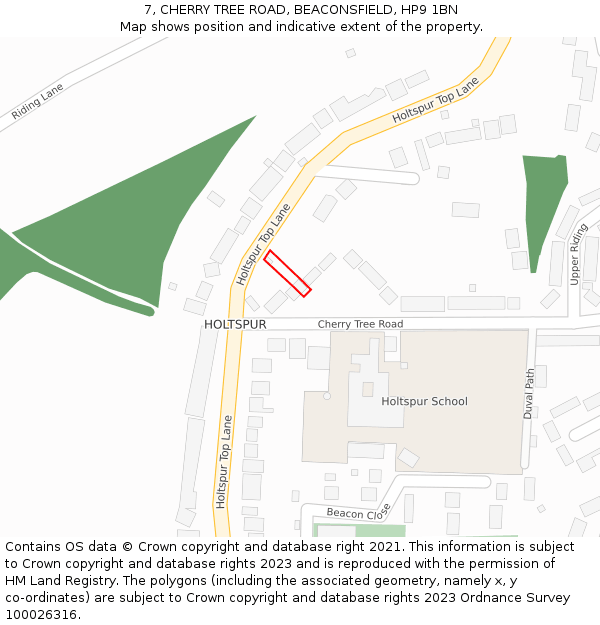 7, CHERRY TREE ROAD, BEACONSFIELD, HP9 1BN: Location map and indicative extent of plot