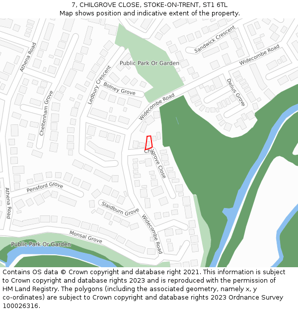 7, CHILGROVE CLOSE, STOKE-ON-TRENT, ST1 6TL: Location map and indicative extent of plot