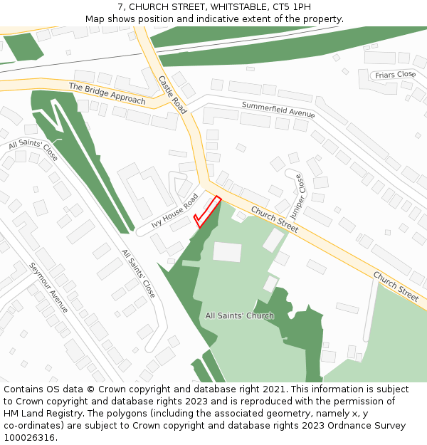 7, CHURCH STREET, WHITSTABLE, CT5 1PH: Location map and indicative extent of plot