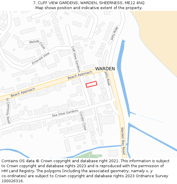 7, CLIFF VIEW GARDENS, WARDEN, SHEERNESS, ME12 4NQ: Location map and indicative extent of plot