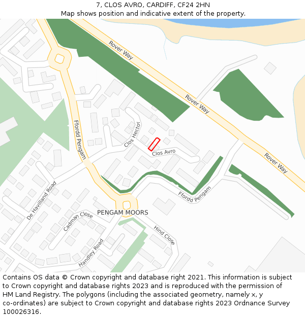 7, CLOS AVRO, CARDIFF, CF24 2HN: Location map and indicative extent of plot