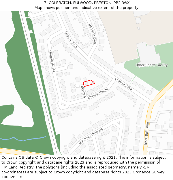 7, COLEBATCH, FULWOOD, PRESTON, PR2 3WX: Location map and indicative extent of plot