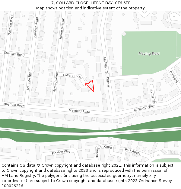 7, COLLARD CLOSE, HERNE BAY, CT6 6EP: Location map and indicative extent of plot