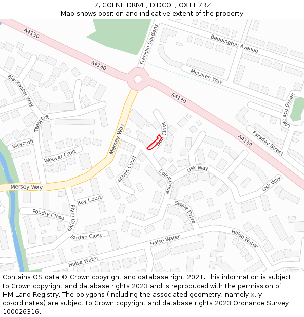 7, COLNE DRIVE, DIDCOT, OX11 7RZ: Location map and indicative extent of plot