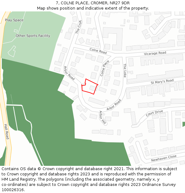 7, COLNE PLACE, CROMER, NR27 9DR: Location map and indicative extent of plot