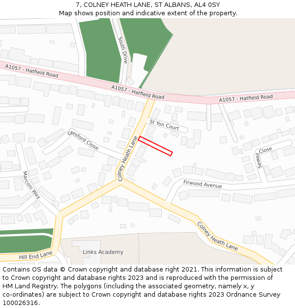 7, COLNEY HEATH LANE, ST ALBANS, AL4 0SY: Location map and indicative extent of plot