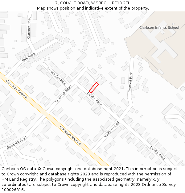 7, COLVILE ROAD, WISBECH, PE13 2EL: Location map and indicative extent of plot