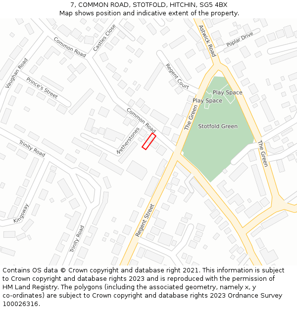 7, COMMON ROAD, STOTFOLD, HITCHIN, SG5 4BX: Location map and indicative extent of plot