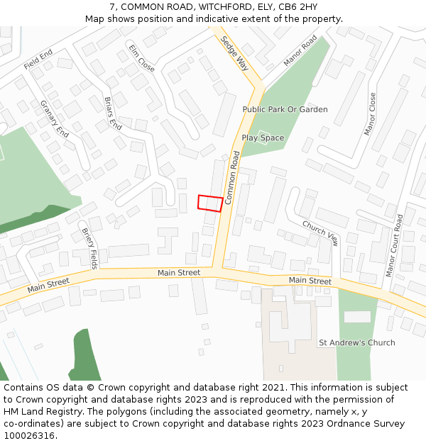 7, COMMON ROAD, WITCHFORD, ELY, CB6 2HY: Location map and indicative extent of plot