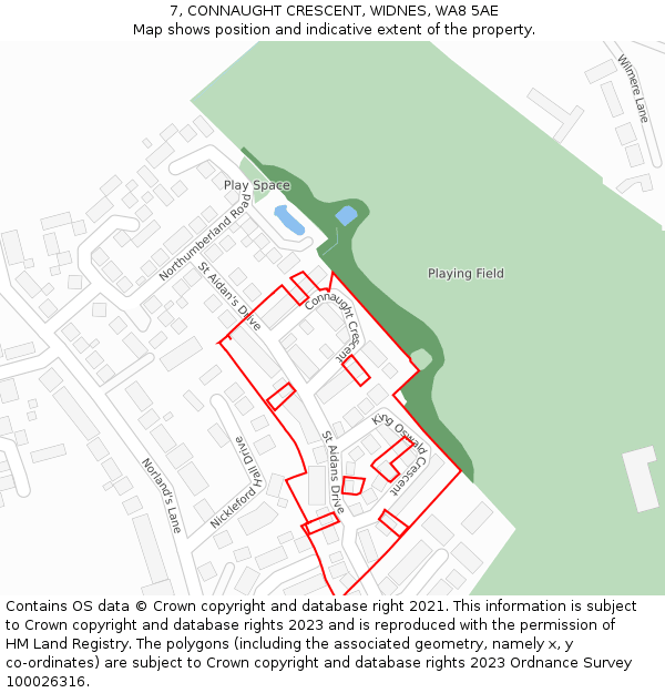7, CONNAUGHT CRESCENT, WIDNES, WA8 5AE: Location map and indicative extent of plot