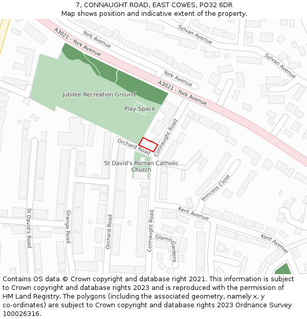 7, CONNAUGHT ROAD, EAST COWES, PO32 6DR: Location map and indicative extent of plot