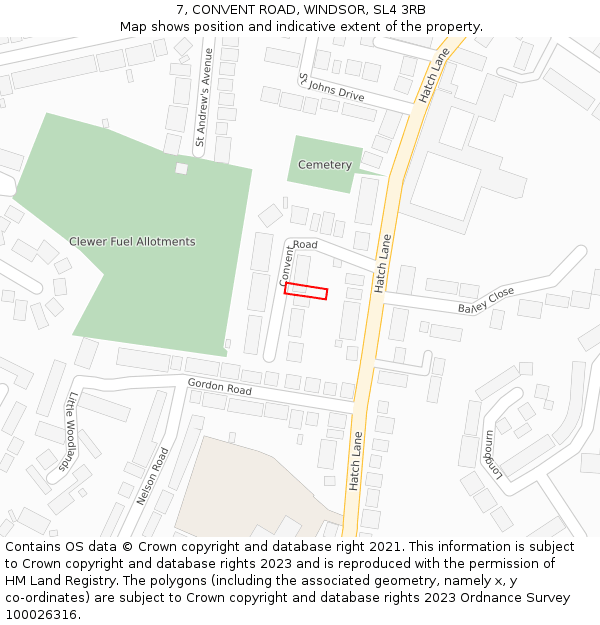 7, CONVENT ROAD, WINDSOR, SL4 3RB: Location map and indicative extent of plot