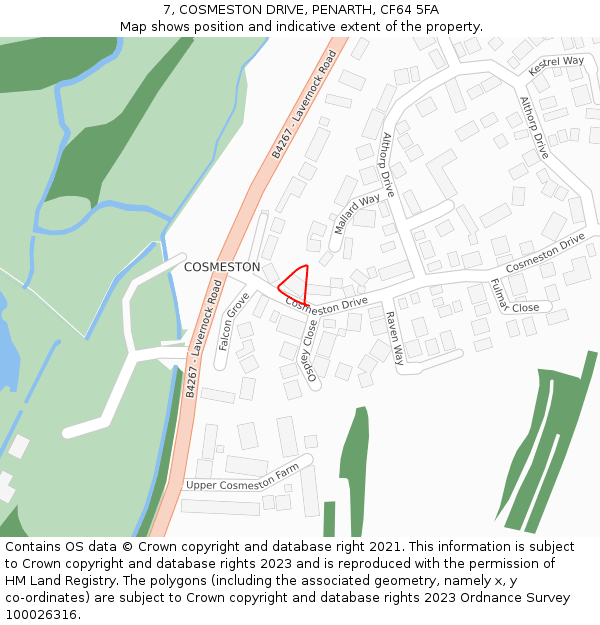7, COSMESTON DRIVE, PENARTH, CF64 5FA: Location map and indicative extent of plot