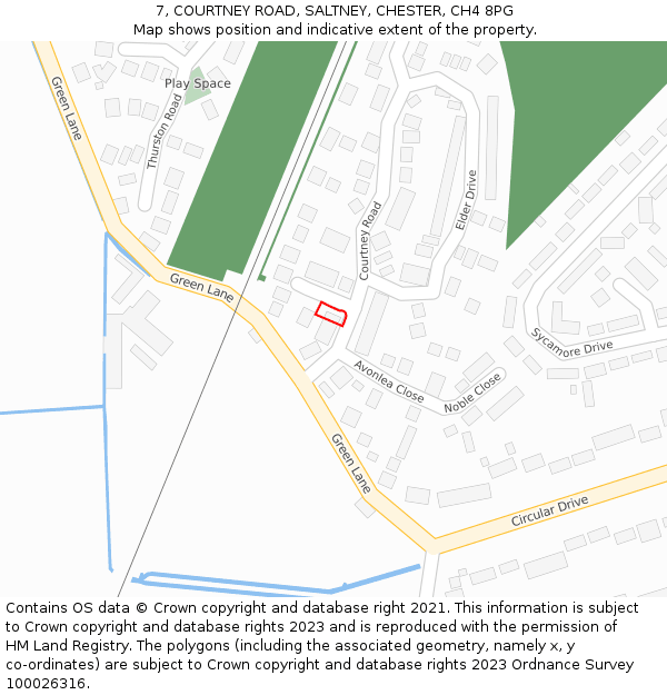 7, COURTNEY ROAD, SALTNEY, CHESTER, CH4 8PG: Location map and indicative extent of plot