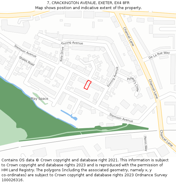 7, CRACKINGTON AVENUE, EXETER, EX4 8FR: Location map and indicative extent of plot