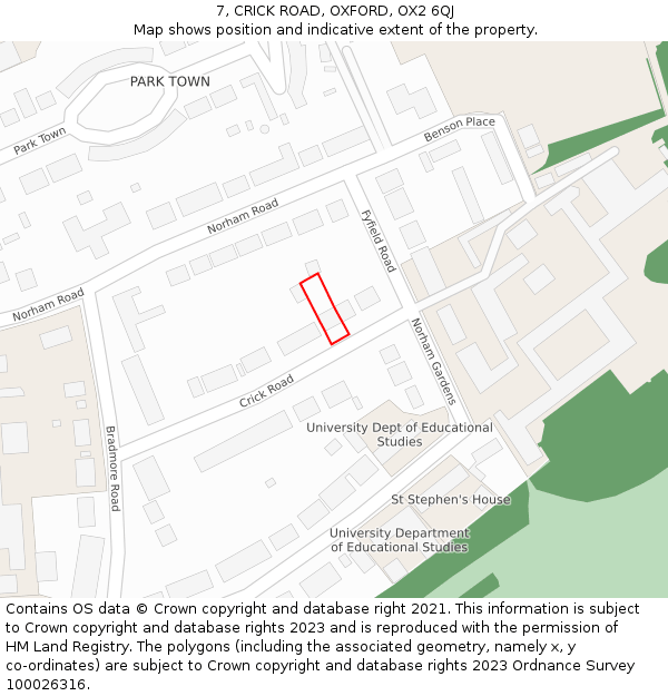 7, CRICK ROAD, OXFORD, OX2 6QJ: Location map and indicative extent of plot