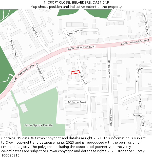7, CROFT CLOSE, BELVEDERE, DA17 5NP: Location map and indicative extent of plot