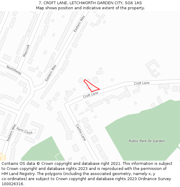 7, CROFT LANE, LETCHWORTH GARDEN CITY, SG6 1AS: Location map and indicative extent of plot