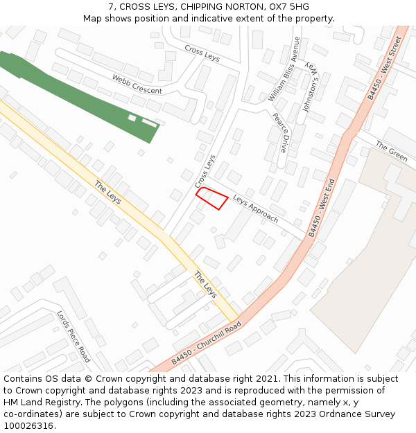 7, CROSS LEYS, CHIPPING NORTON, OX7 5HG: Location map and indicative extent of plot