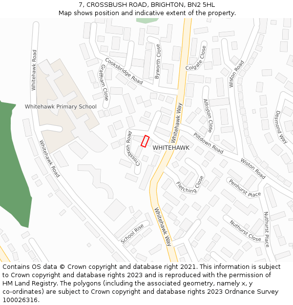 7, CROSSBUSH ROAD, BRIGHTON, BN2 5HL: Location map and indicative extent of plot