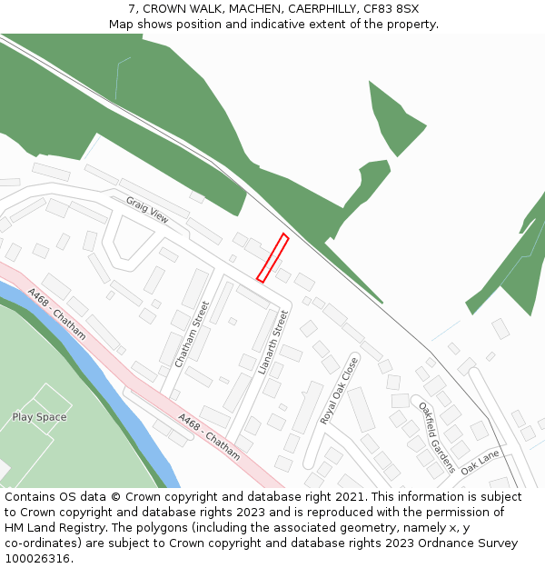7, CROWN WALK, MACHEN, CAERPHILLY, CF83 8SX: Location map and indicative extent of plot