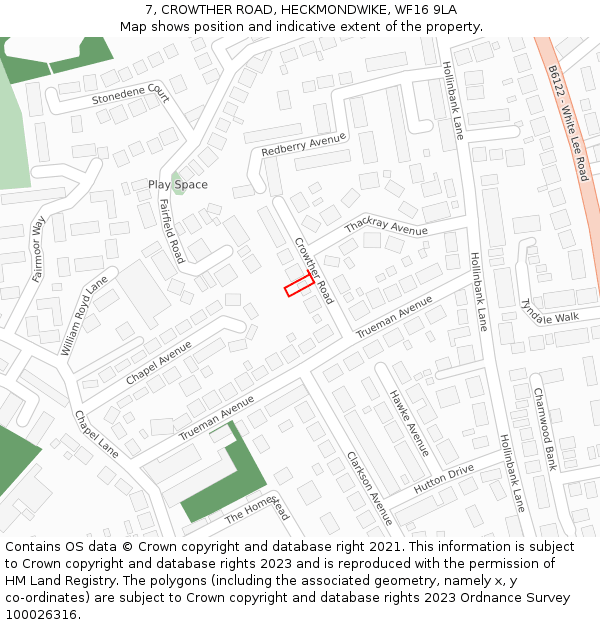 7, CROWTHER ROAD, HECKMONDWIKE, WF16 9LA: Location map and indicative extent of plot