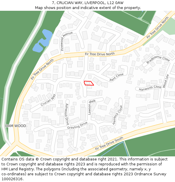 7, CRUCIAN WAY, LIVERPOOL, L12 0AW: Location map and indicative extent of plot