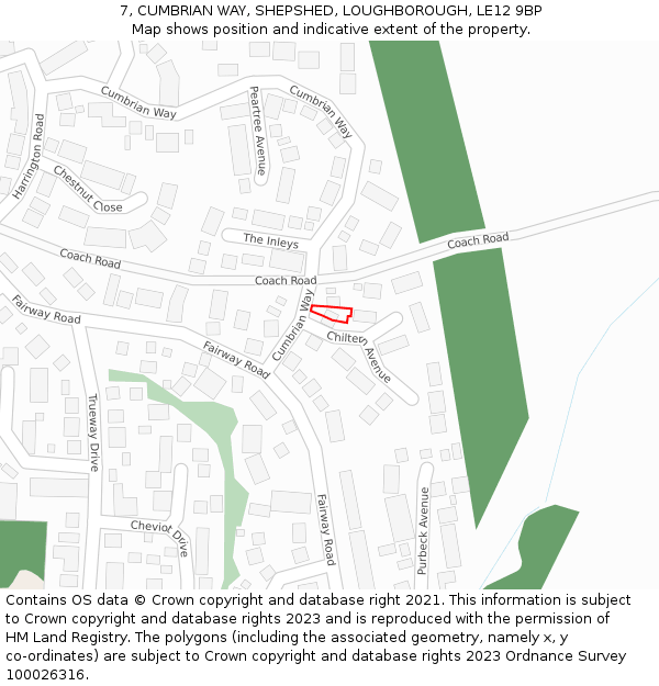 7, CUMBRIAN WAY, SHEPSHED, LOUGHBOROUGH, LE12 9BP: Location map and indicative extent of plot