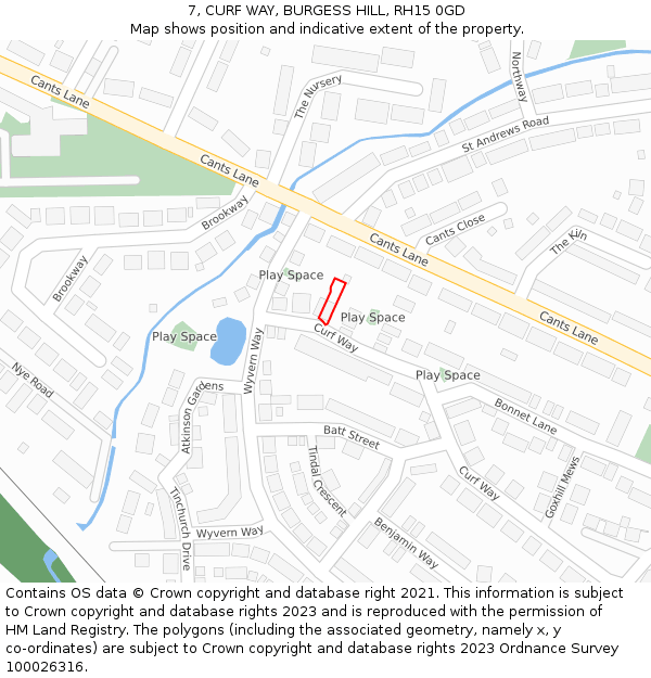 7, CURF WAY, BURGESS HILL, RH15 0GD: Location map and indicative extent of plot