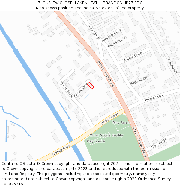 7, CURLEW CLOSE, LAKENHEATH, BRANDON, IP27 9DG: Location map and indicative extent of plot