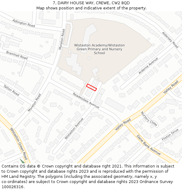 7, DAIRY HOUSE WAY, CREWE, CW2 8QD: Location map and indicative extent of plot