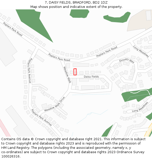 7, DAISY FIELDS, BRADFORD, BD2 1DZ: Location map and indicative extent of plot