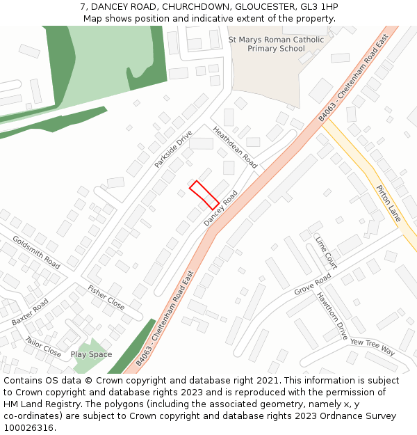 7, DANCEY ROAD, CHURCHDOWN, GLOUCESTER, GL3 1HP: Location map and indicative extent of plot