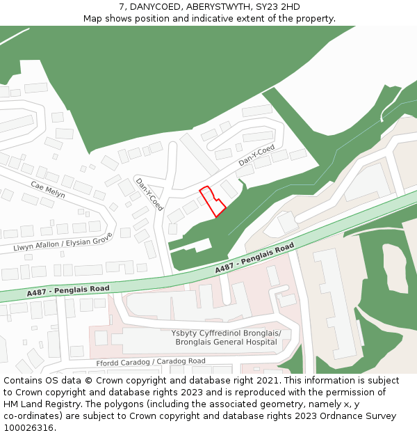 7, DANYCOED, ABERYSTWYTH, SY23 2HD: Location map and indicative extent of plot