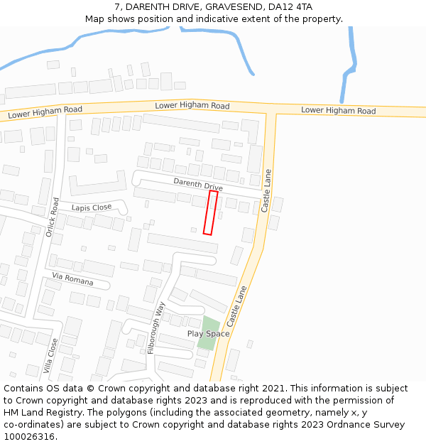 7, DARENTH DRIVE, GRAVESEND, DA12 4TA: Location map and indicative extent of plot