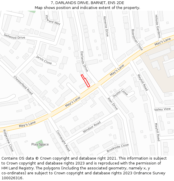 7, DARLANDS DRIVE, BARNET, EN5 2DE: Location map and indicative extent of plot