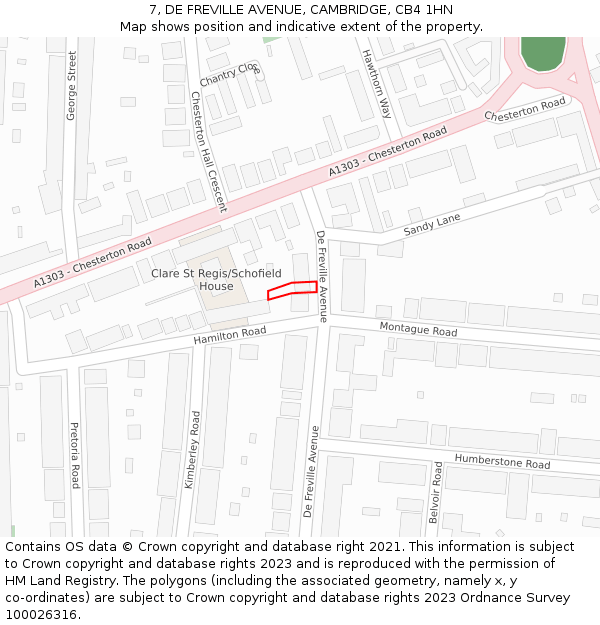 7, DE FREVILLE AVENUE, CAMBRIDGE, CB4 1HN: Location map and indicative extent of plot