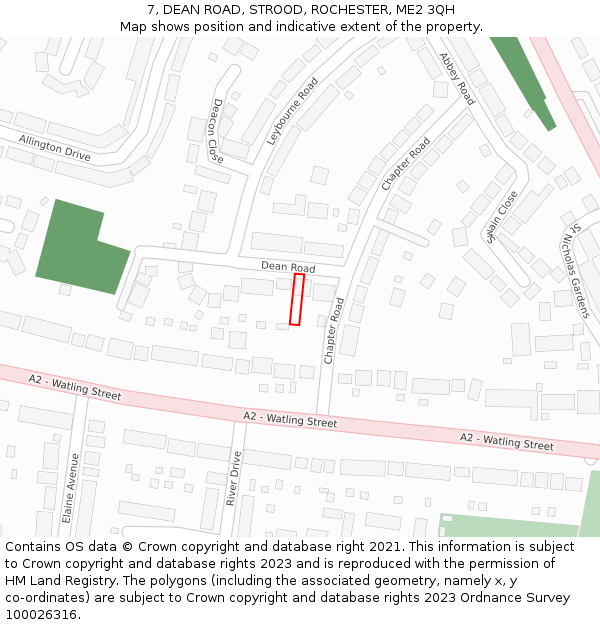 7, DEAN ROAD, STROOD, ROCHESTER, ME2 3QH: Location map and indicative extent of plot